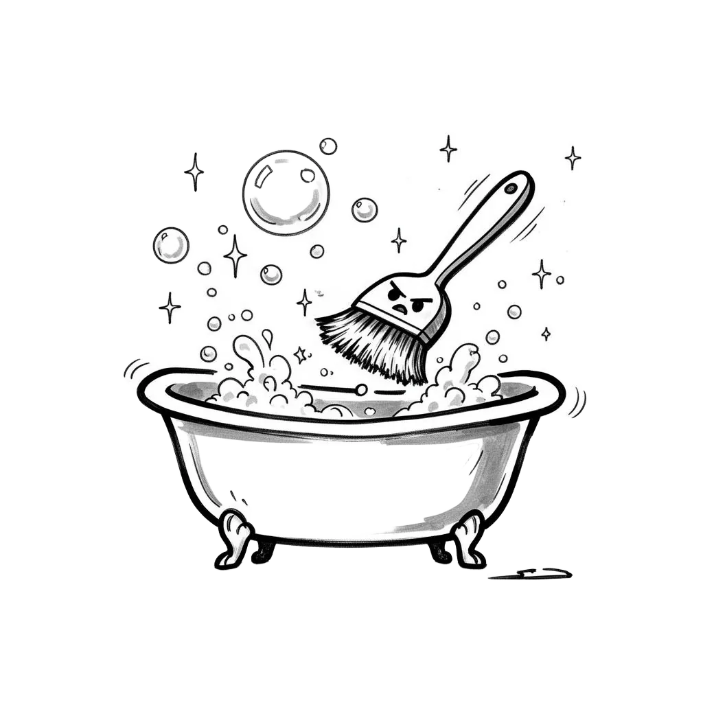 Illustration showing post-construction cleaning in action - professional cleaners performing detailed work in a pristine home environment